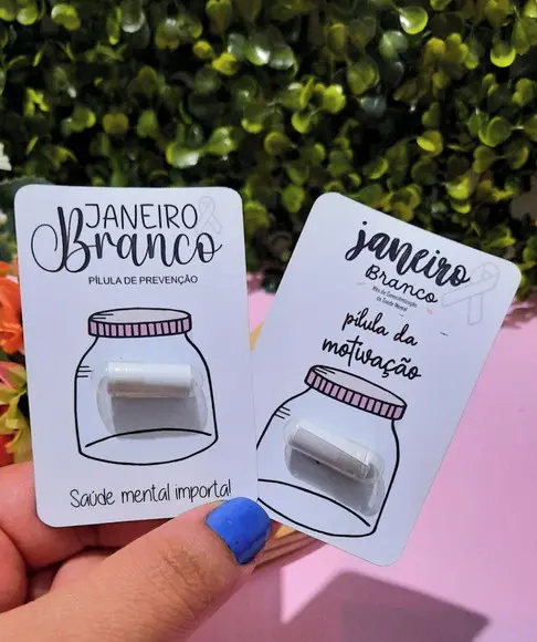 Card com Pílula Frase- Janeiro Branco R$ 2,20 (preço Unitári