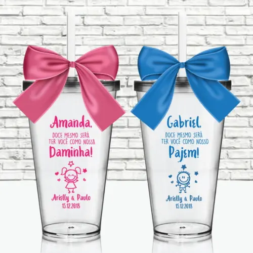 Kit 2 Copos Convite Daminha Pajem Florista Lembrancinha