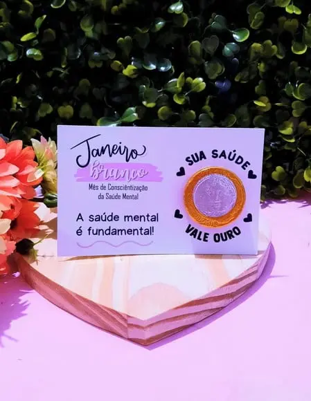Card com Moedinha de Chocolate ao Leite- Janeiro Branco