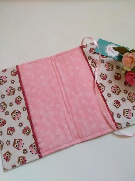 Capa Caderno Tecido - Corujinha