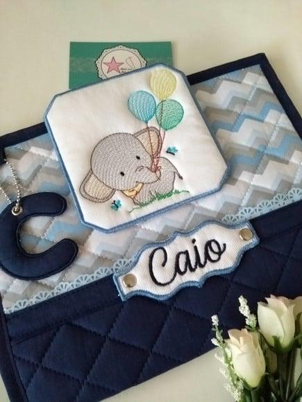 Capa Carteira de Vacina - Elefante azul