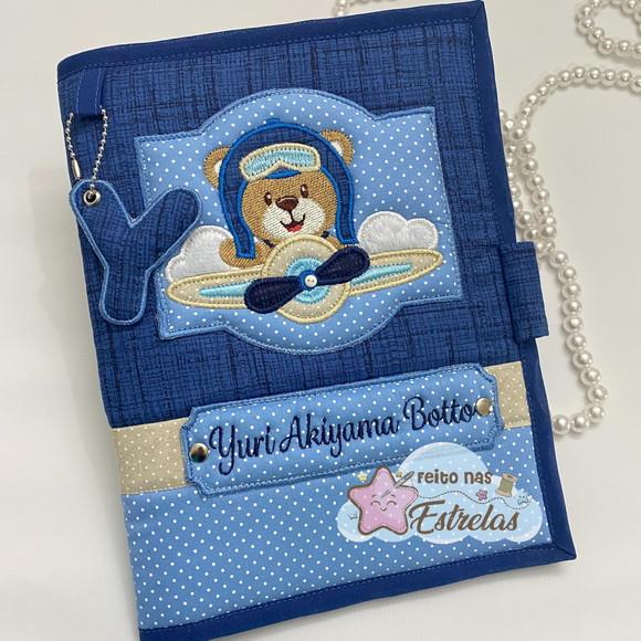 Capa Carteira de Vacinas Urso Aviador