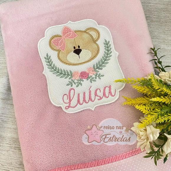 Cobertor Bebê Personalizado Ursa Cor a Escolher