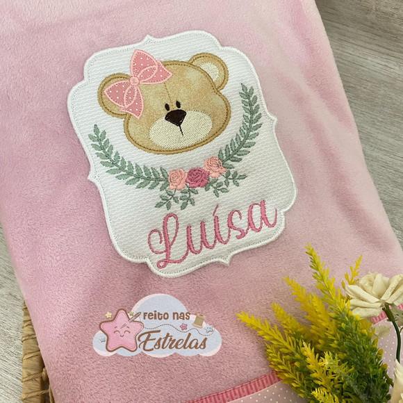 Cobertor Bebê Personalizado Ursa Cor a Escolher