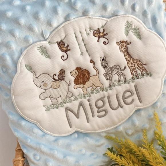 Cobertor infantil pipoquinha personalizado Safari
