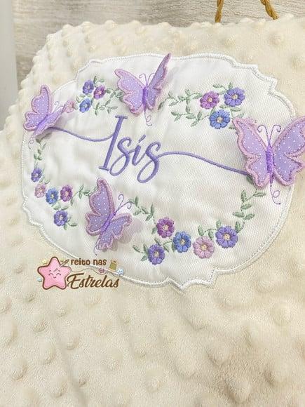 Cobertor para Bebê Pipoquinha Personalizado Borboletas