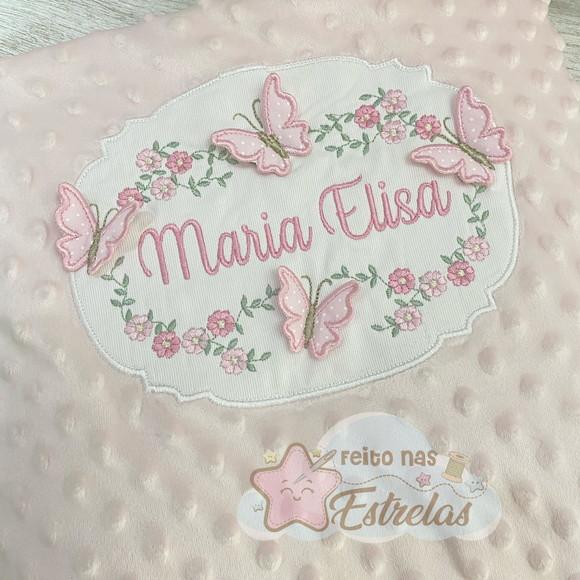 Cobertor para Bebê Pipoquinha Personalizado Borboletas