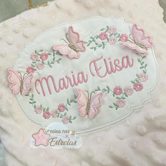 Cobertor para Bebê Pipoquinha Personalizado Borboletas