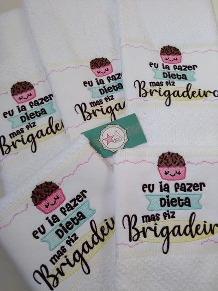Pano de Copa Bordado Kit com 5 Unidades