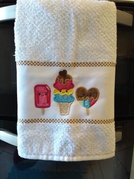 Pano de copa Bordado sorvetes