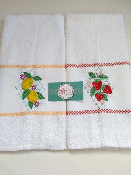 Pano de copa Frutas - Kit com 2