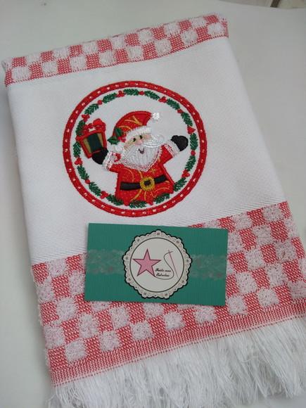 Pano de copa xadrez Bordado Natal