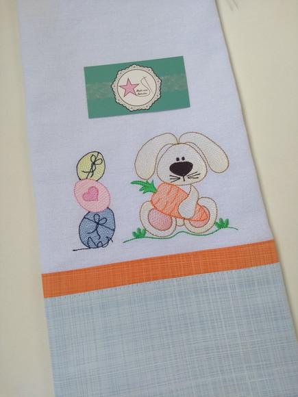 Pano de Prato Páscoa Bordado - Kit 2 peças