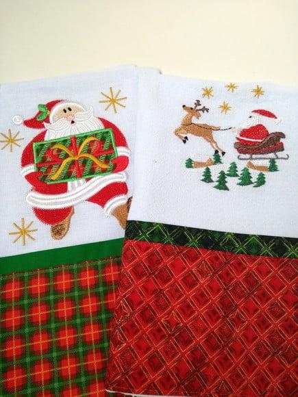 Panos de Prato Natal - Kit com 2 Peças Bordadas