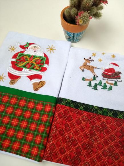 Panos de Prato Natal - Kit com 2 Peças Bordadas