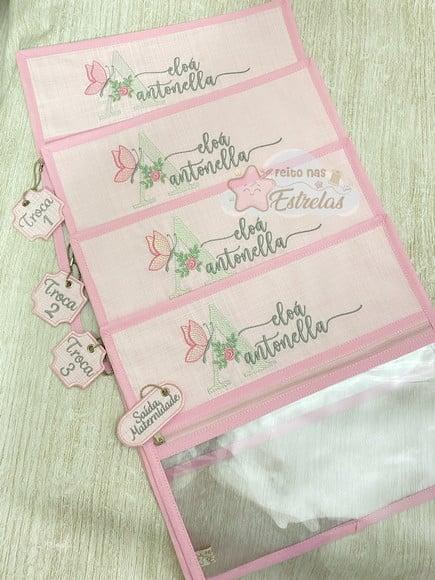 Saquinho Organizador Maternidade Bordado Detalhes- Kit com 4