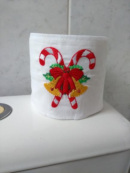 Toalha lavabo e porta papel higiênico Natal - kit 2 peças