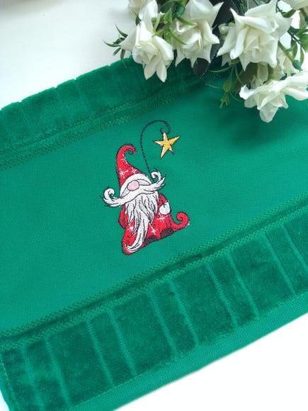 Toalha Natal Bordada lavabo Papai Noel