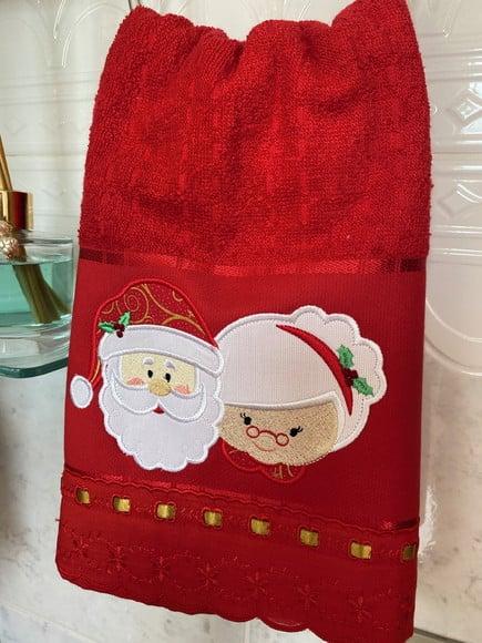 Toalha Rosto Natal Bordada - Kit Com 2