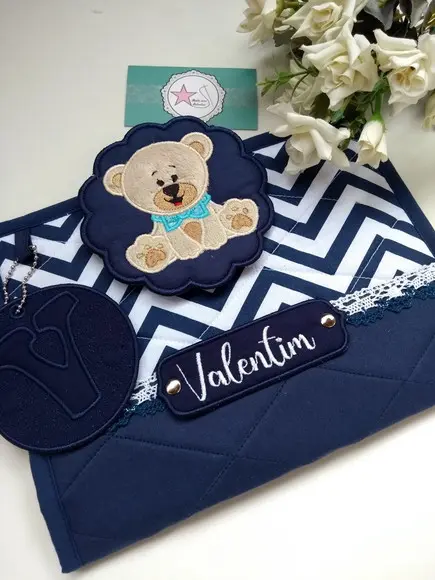 Capa Carteira de Vacina - Urso Azul