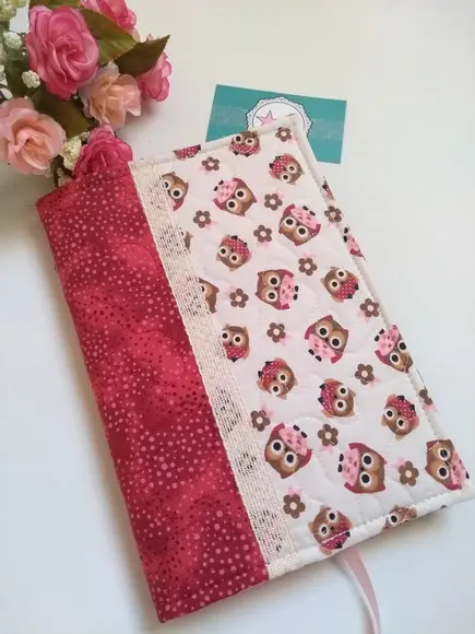 Capa Caderno Tecido - Corujinha