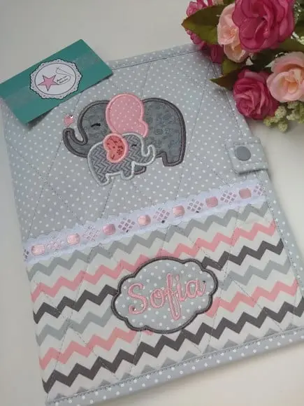 Capa Carteira de Vacina e Documentos - Elefante