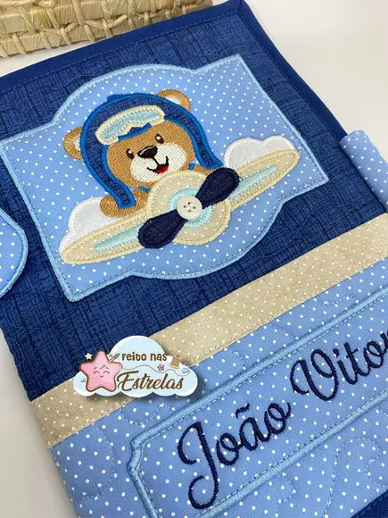 Capa Carteira de Vacinas Urso Aviador