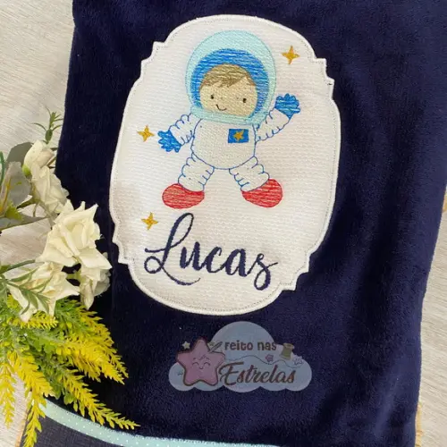 Cobertor Bebê Personalizado Astronauta Cor a Escolher