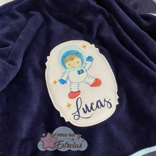 Cobertor Bebê Personalizado Astronauta Cor a Escolher