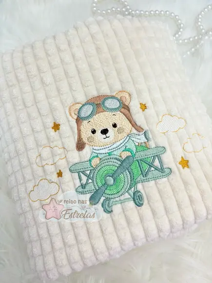 Cobertor Bebê Urso Aviador