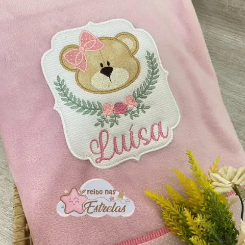 Cobertor Bebê Personalizado Ursa Cor a Escolher