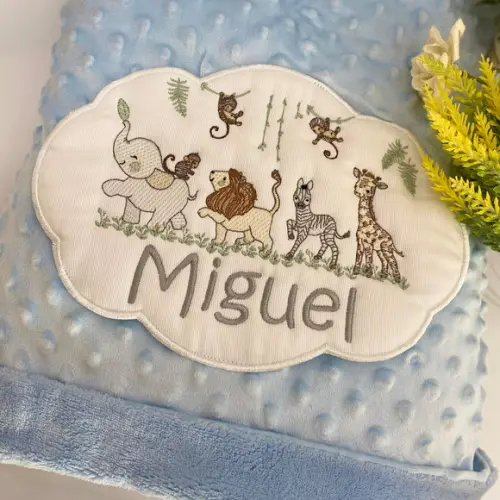 Cobertor infantil pipoquinha personalizado Safari