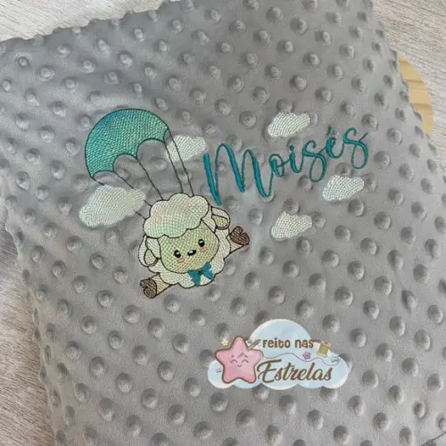 Cobertor Manta para Bebê Pipoquinha Personalizado Ovelha