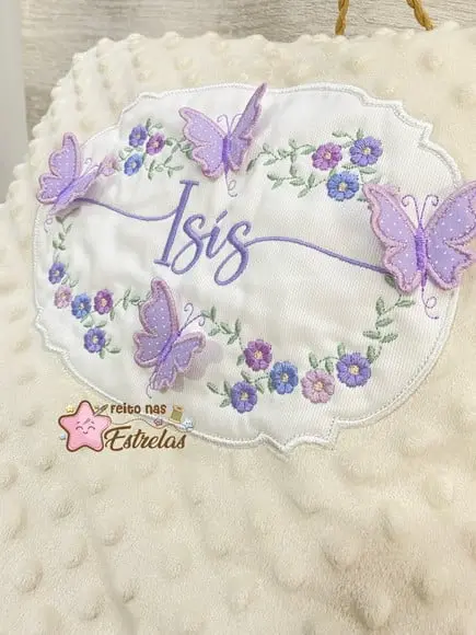 Cobertor para Bebê Pipoquinha Personalizado Borboletas