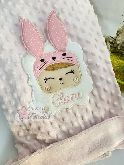 Cobertor para bebê pipoquinha personalizado Boneca