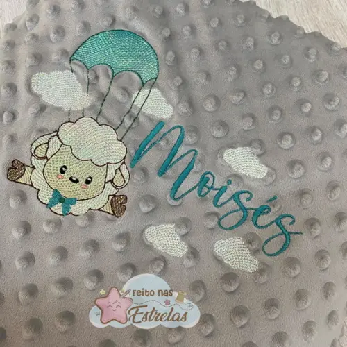 Cobertor Manta para Bebê Pipoquinha Personalizado Ovelha