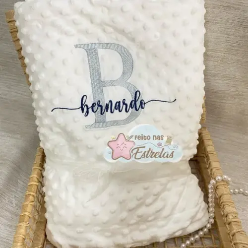 Cobertor para Bebê Pipoquinha Personalizado Inicial