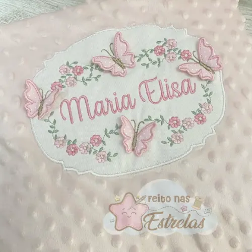 Cobertor para Bebê Pipoquinha Personalizado Borboletas