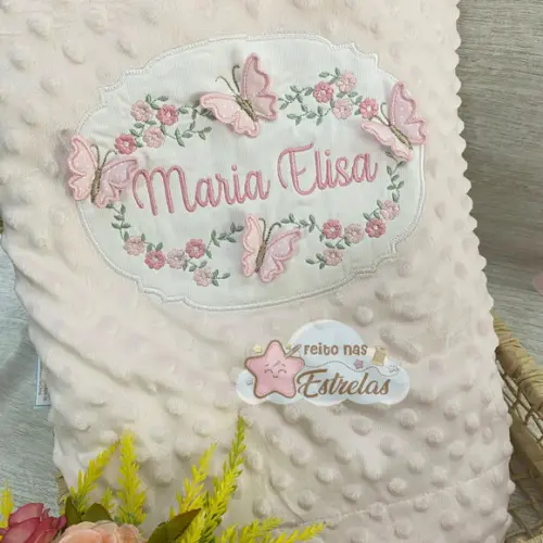 Cobertor para Bebê Pipoquinha Personalizado Borboletas