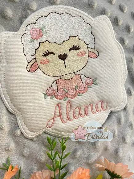Cobertor para bebê pipoquinha personalizado Ovelha