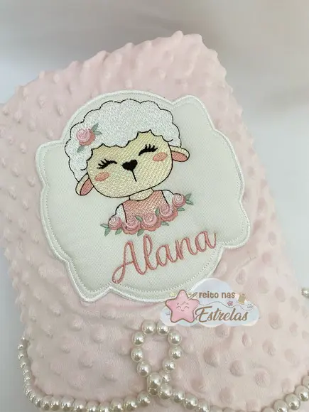 Cobertor para bebê pipoquinha personalizado Ovelha