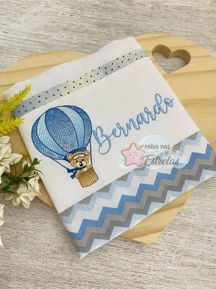 Fralda De Boca Personalizada Barrado Bordado