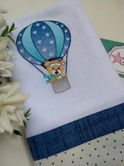 Fraldinha de Boca Urso Balão- Barrado tecido