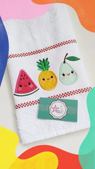 Pano de copa Bordado Frutas
