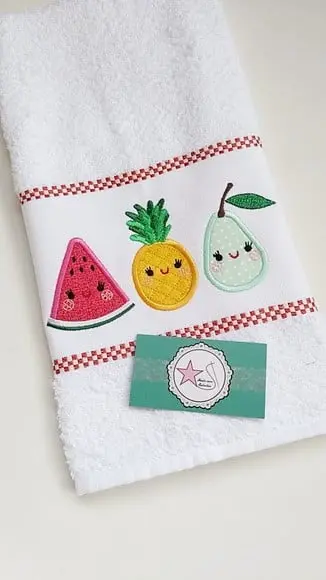 Pano de copa Bordado Frutas