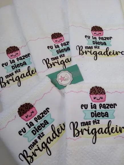 Pano de Copa Bordado Kit com 5 Unidades