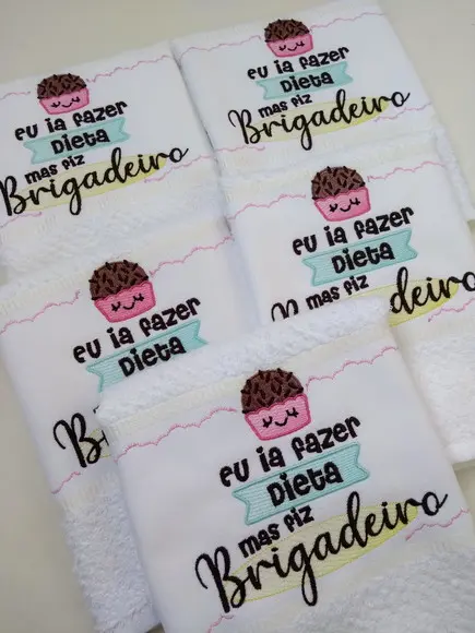 Pano de Copa Bordado Kit com 5 Unidades