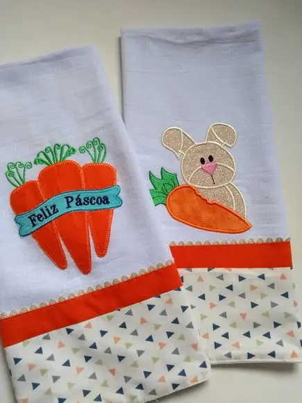 Panos de Prato Páscoa - Kit com 2 peças bordadas