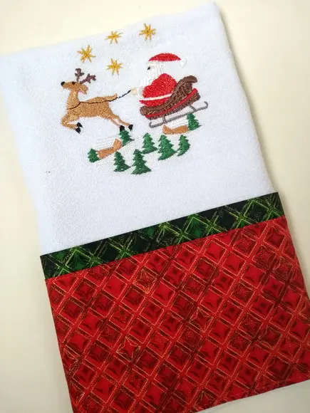 Panos de Prato Natal - Kit com 2 Peças Bordadas