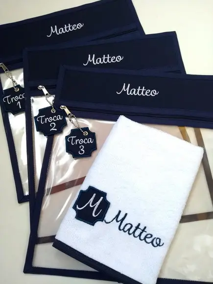 Saquinho organizador maternidade azul marinho- Kit com 3